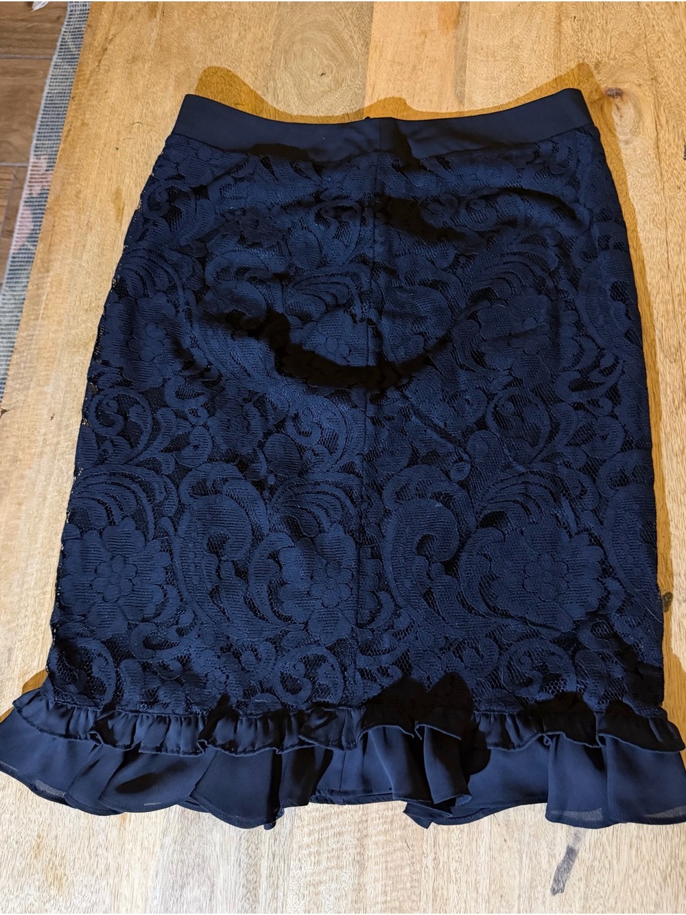 Liz Claiborne Black Lace Pencil Skirt with Ruffle Hem
